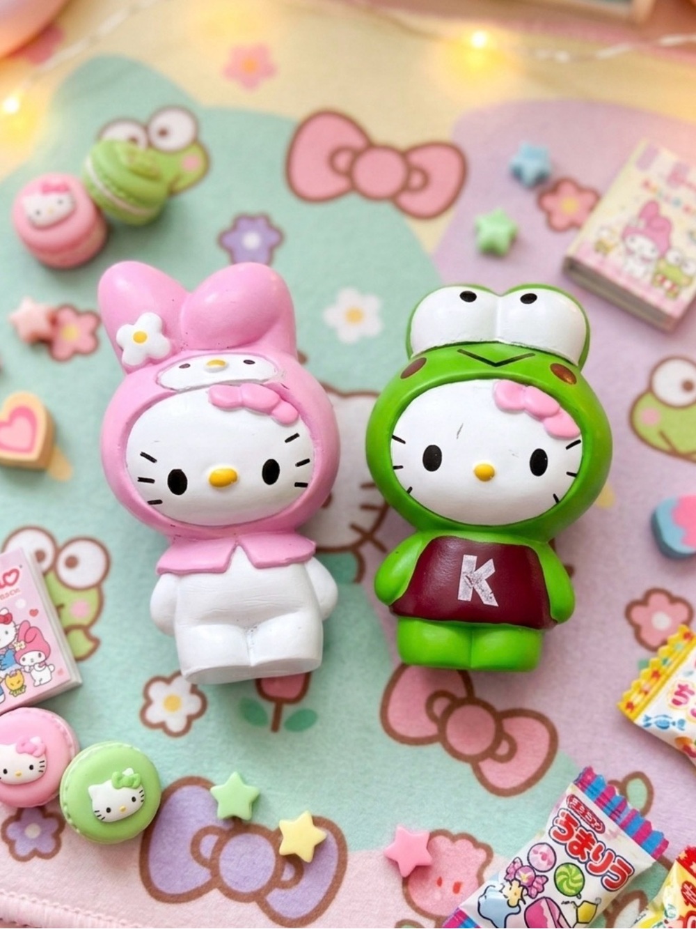 Sanrio Hello Kitty Duo Figures in My Melody & Keroppi Frog 🐸 Outfit
